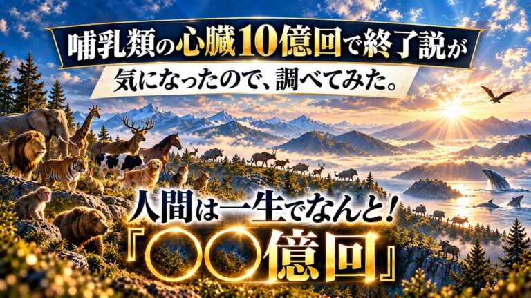 哺乳類の心臓約10億回で終了説が気になったので、調べてみた。人間は一生でなんと!「◯◯億回」